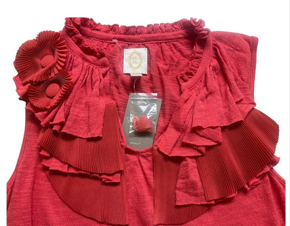 Anthropologie top by Ric Rac embellished neckline sz Large NWT